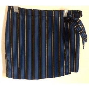BURBERRY LONDON Blue Stripe Wrap Skirt coverup M